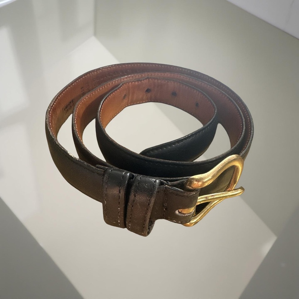 Vintage Coach Black Leather Men's Belt SZ 38  One Inch wide  #6600 Brass Buckle! - Picture 12 of 12